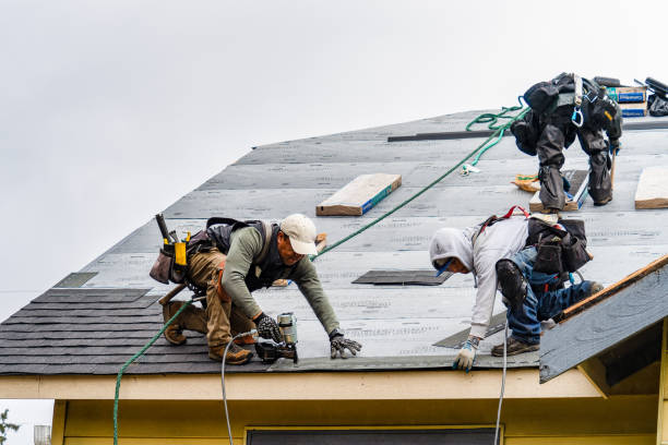 Professional Gutter Installation technician working in Jefferson, MA